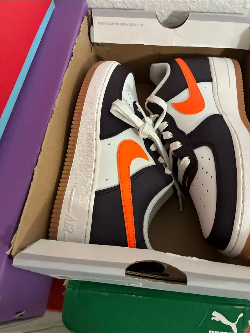 Kids Low-Top Athletic Sneakers with Orange Swoosh
